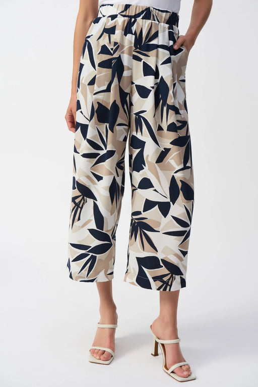 Joseph Ribkoff Style 251072 Vanilla/Multi Tropical Print Pleated Culotte Pants