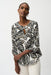 Joseph Ribkoff 261207 Vanilla/Multi Tropical Print Zip Keyhole Neck Tunic Top