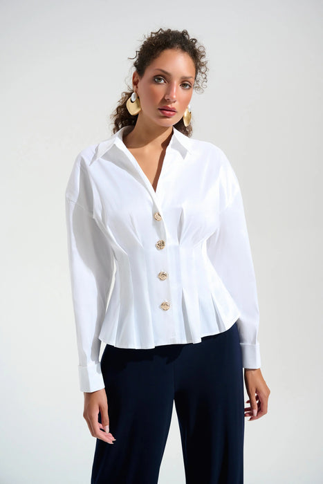 Joseph Ribkoff Pleated Taffeta Peplum Blouse 261742