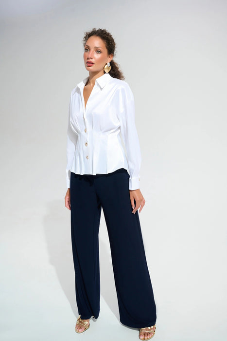 Joseph Ribkoff Pleated Taffeta Peplum Blouse 261742