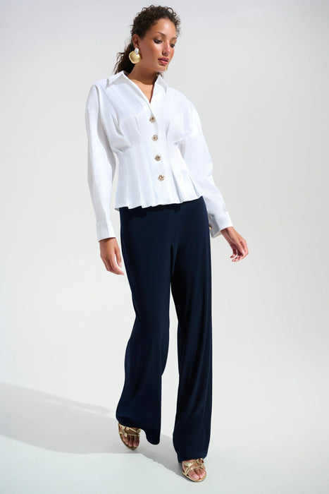 Joseph Ribkoff Pleated Taffeta Peplum Blouse 261742