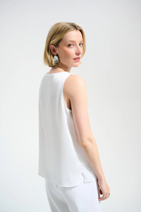 Joseph Ribkoff Rhinestone Trim V-Neck Satin Top 261782