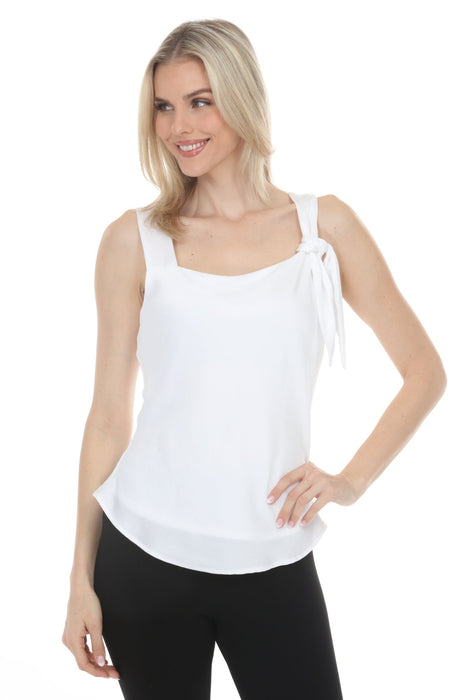 Joseph Ribkoff Vanilla Satin Square Neck Knot Detail Tank Top 261272