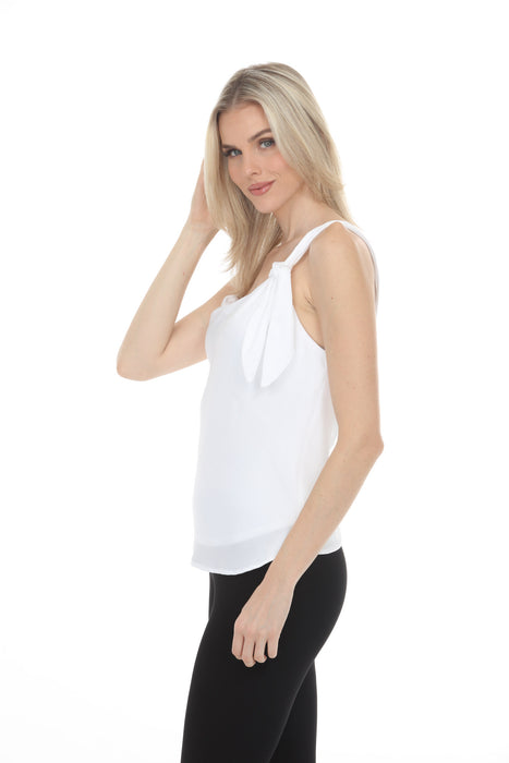 Joseph Ribkoff Vanilla Satin Square Neck Knot Detail Tank Top 261272
