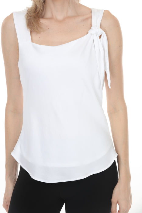 Joseph Ribkoff Vanilla Satin Square Neck Knot Detail Tank Top 261272