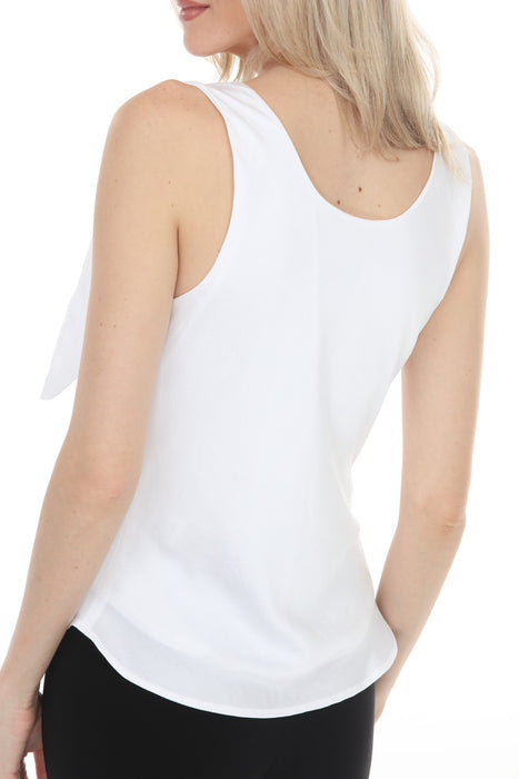 Joseph Ribkoff Vanilla Satin Square Neck Knot Detail Tank Top 261272
