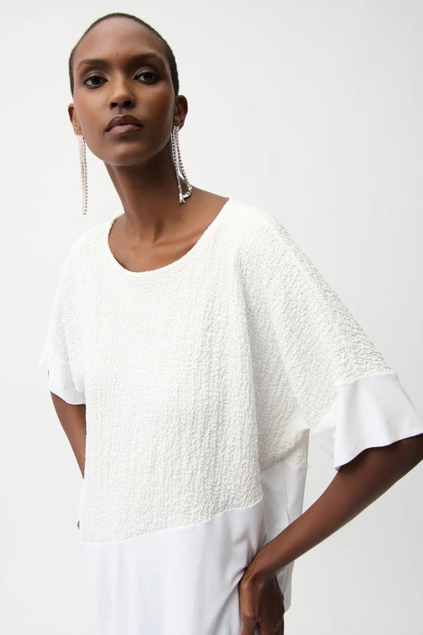 Joseph Ribkoff 261280 Vanilla Scoop Neck Asymmetrical Dolman Sleeve Top