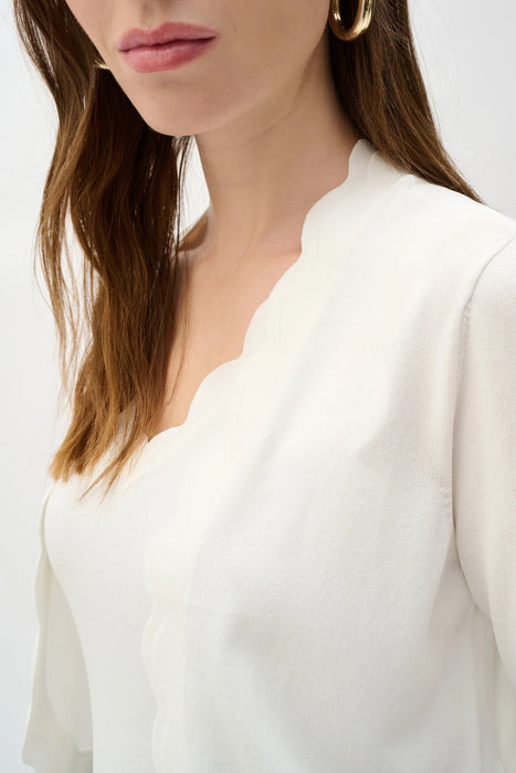 Joseph Ribkoff Vanilla Scalloped Sweater Knit Bolero 262923