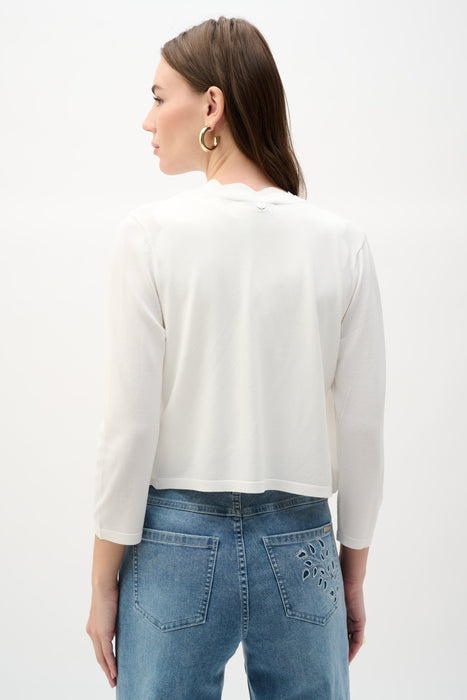 Joseph Ribkoff Vanilla Scalloped Sweater Knit Bolero 262923