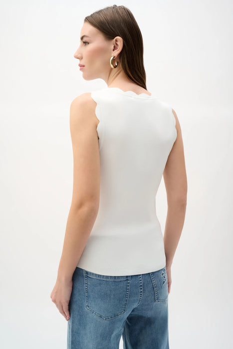 Joseph Ribkoff Vanilla Scalloped Sweater Knit Fitted Tank Top 262924