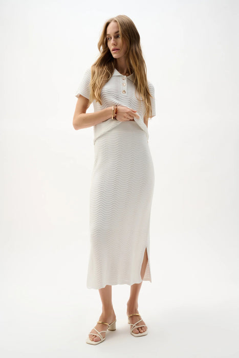 Joseph Ribkoff Vanilla Textured Sweater Knit Midi Pencil Skirt 262927