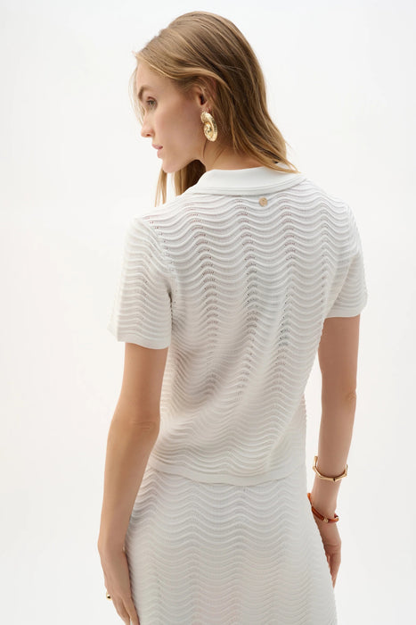 Joseph Ribkoff Vanilla Textured Sweater Knit Short Sleeve Top 262926
