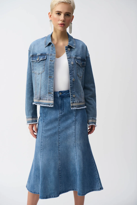 Joseph Ribkoff Vintage Blue Embroidered Denim Jacket 251953