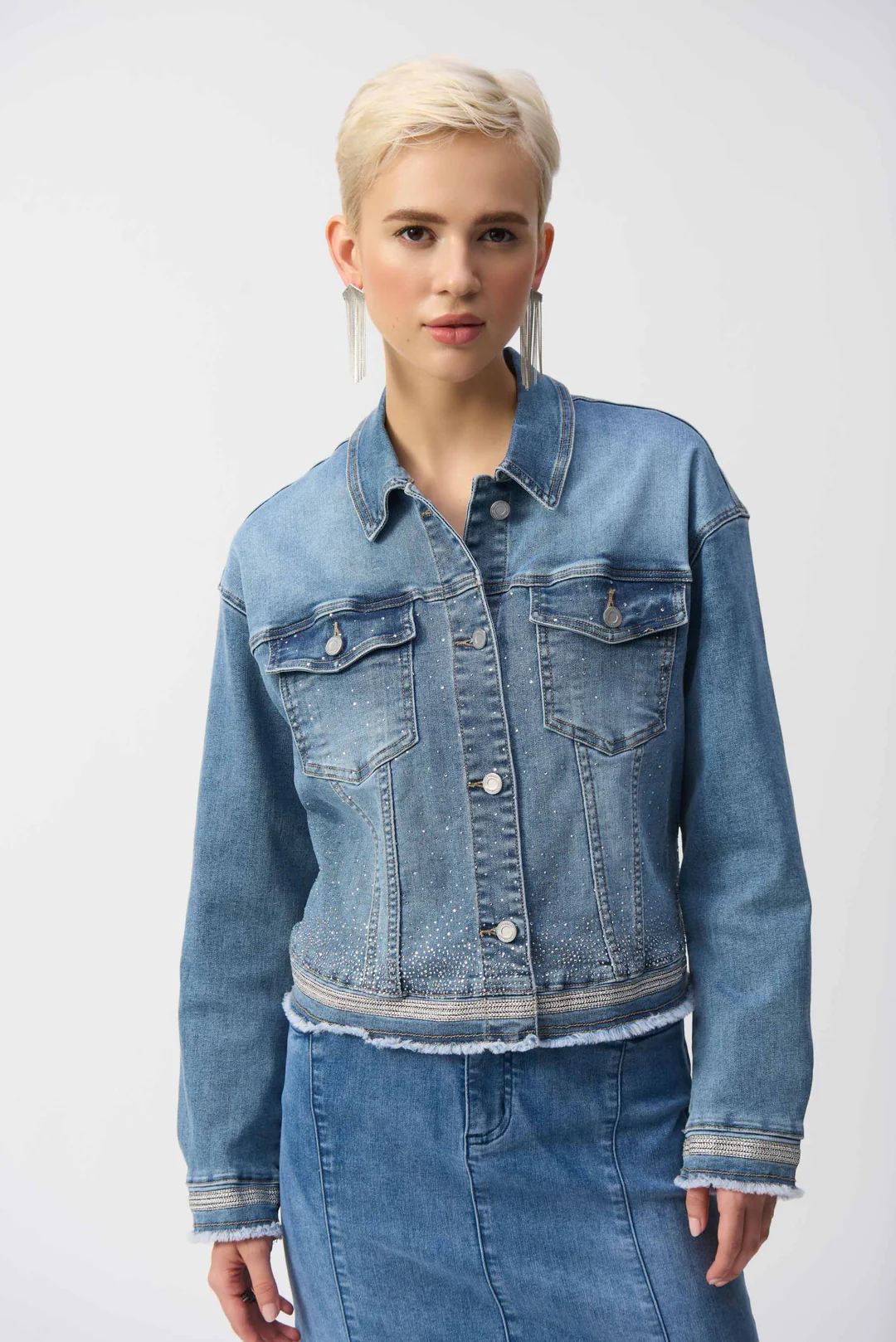 Buy Joseph Ribkoff Vintage Blue Embroidered Denim Jacket 251953