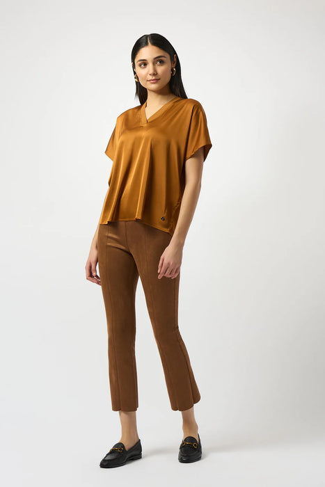 Joseph Ribkoff V-Neck Short Sleeve Boxy Satin Top 253921
