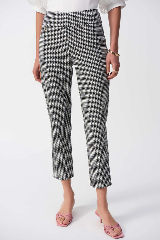 Joseph Ribkoff Style 251220 White/Black Geometric Pull On Cropped Pants