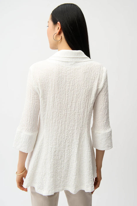 Joseph Ribkoff White Collared Flared 3/4 Sleeve Top 261128