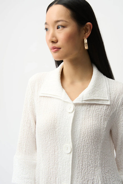 Joseph Ribkoff White Collared Flared 3/4 Sleeve Top 261128
