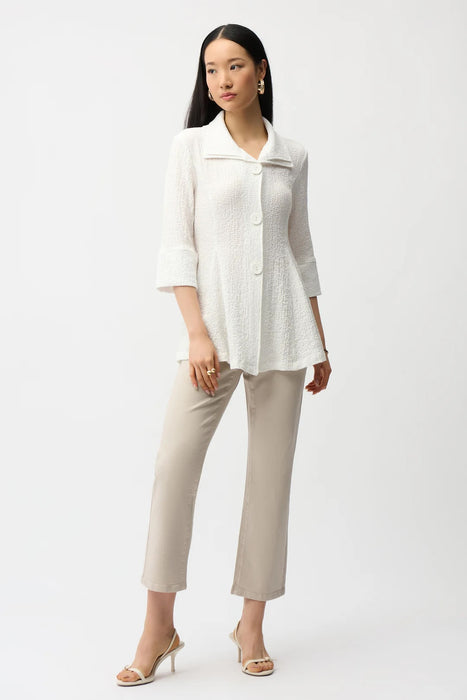Joseph Ribkoff White Collared Flared 3/4 Sleeve Top 261128