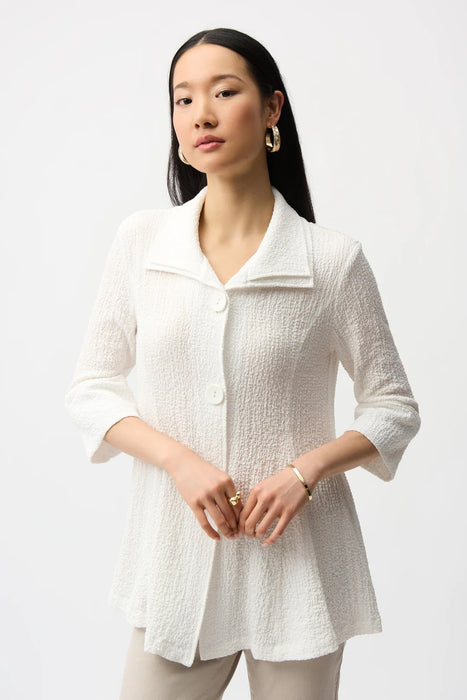 Joseph Ribkoff 261128 White Collared Flared 3/4 Sleeve Top