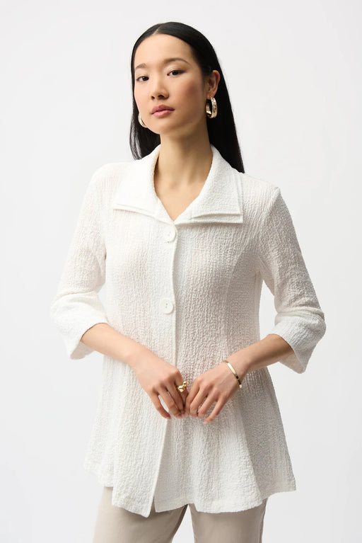 Joseph Ribkoff 261128 White Collared Flared 3/4 Sleeve Top