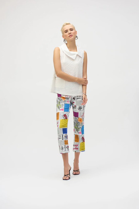 Joseph Ribkoff White Cowl Neck Sleeveless Tunic Top 252211