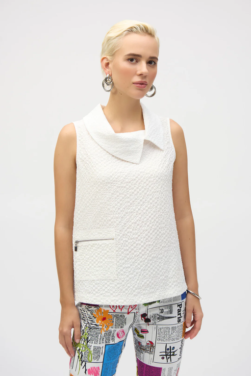 Joseph Ribkoff 252211 White Cowl Neck Sleeveless Tunic Top