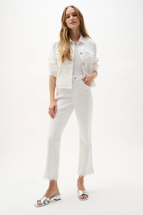 Joseph Ribkoff White Denim Lace Appliqué Crop Jeans 262938