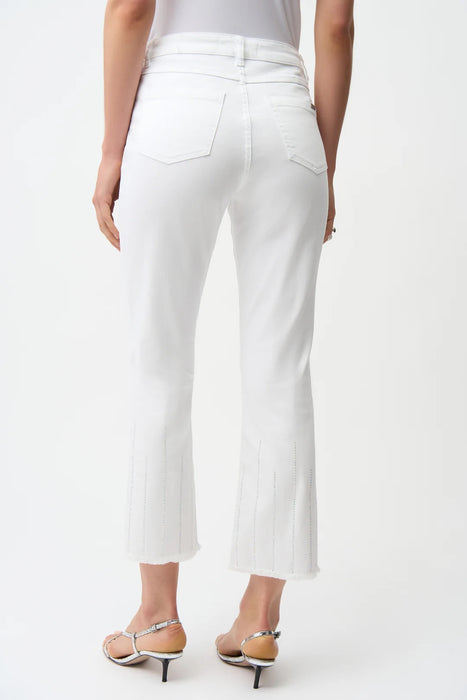 Joseph Ribkoff White Embellished Fringe Cropped Jeans 261974