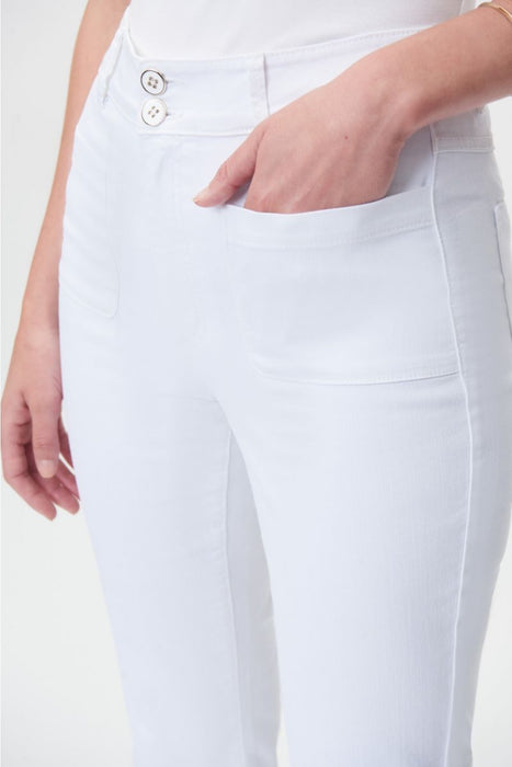 Joseph Ribkoff White Frayed Flared Cropped Jeans 232936