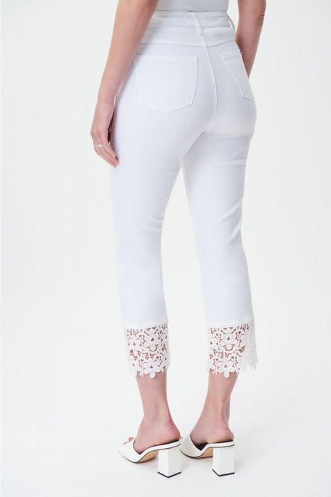 Joseph Ribkoff White Lace Cuff Cropped Jeans 232909