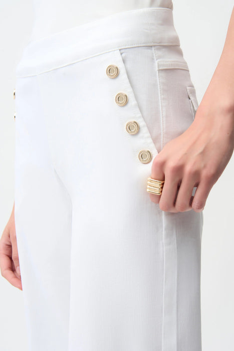 Joseph Ribkoff White Pull On Wide Leg Sailor Jeans 261972