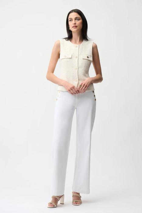 Joseph Ribkoff White Pull On Wide Leg Sailor Jeans 261972