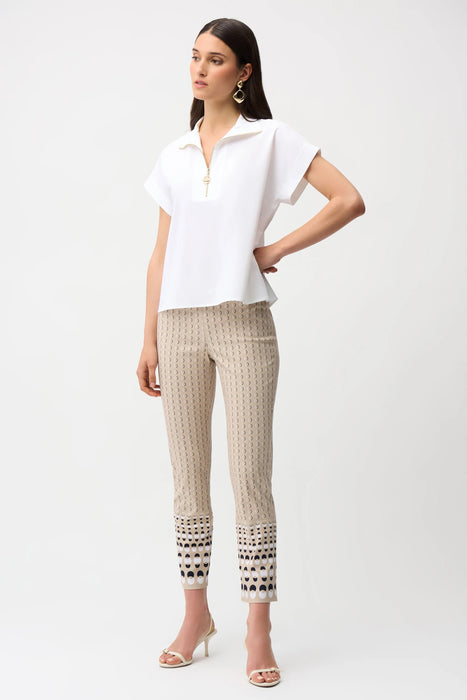 Joseph Ribkoff White Quarter Zip Neck Poplin Top 261140