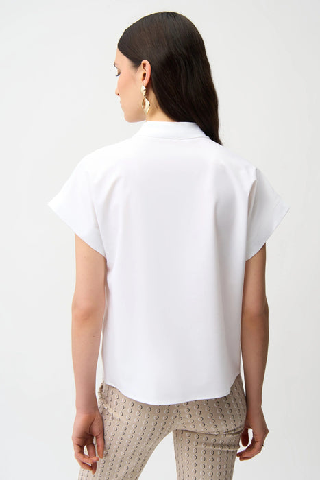 Joseph Ribkoff White Quarter Zip Neck Poplin Top 261140