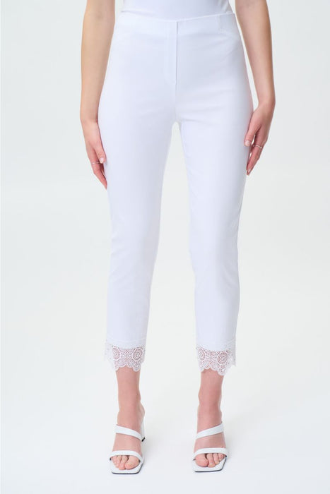 Joseph Ribkoff Style 231021 White Studded Lace Cuff Pull On Cropped Pants