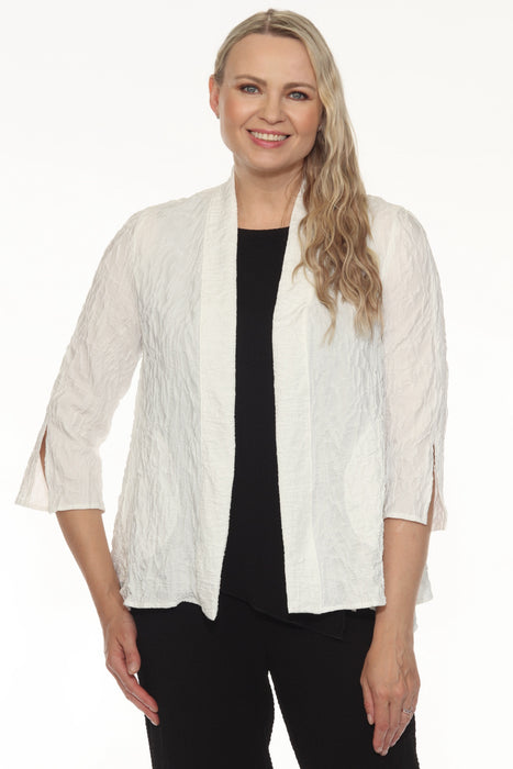 Joseph Ribkoff Style 252001 White Textured Open Front Cover Up