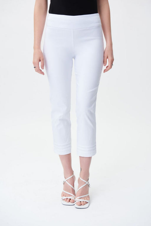 Joseph Ribkoff Style 231029 White Tiered Ankle Pull On Cropped Pants