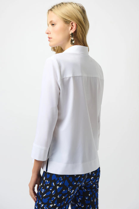 Joseph Ribkoff White Zip Front Stretch Poplin Top 253026