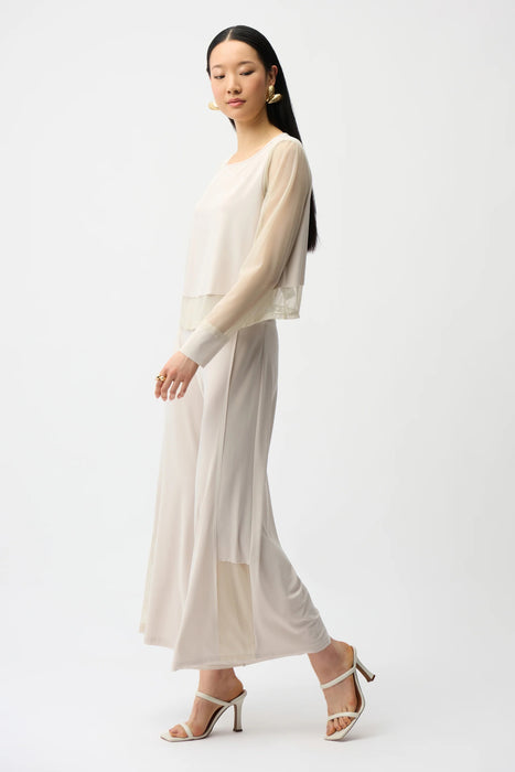 Joseph Ribkoff Mesh Insert Pull-On Wide Leg Pants 261277