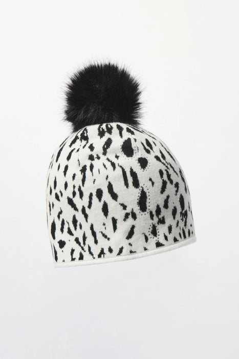 Joseph Ribkoff Winter White/Black Pom-Pom Beanie 253971