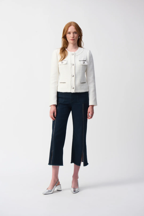 Joseph Ribkoff Winter White Boucle Chain Detail Jacket 251972