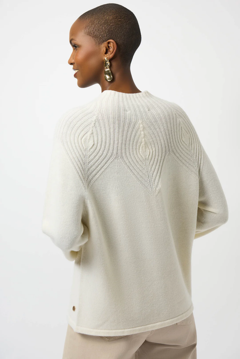 Joseph Ribkoff Winter White Mock Neck Wool Blend Sweater Top 253966