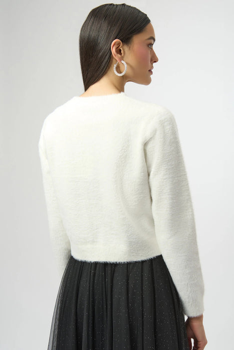 Joseph Ribkoff Winter White Rhinestone Bow Cardigan 254955