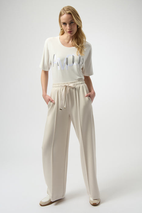 Joseph Ribkoff Winter White Rhinestone Embellished Short Sleeves Top 254958