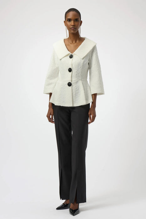 Joseph Ribkoff Winter White Sequined Bouclé Peplum Jacket 254184