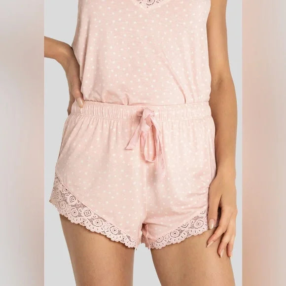 PJ Salvage Pink Tint Love and Lace Cami Pajama Set RN9LST1