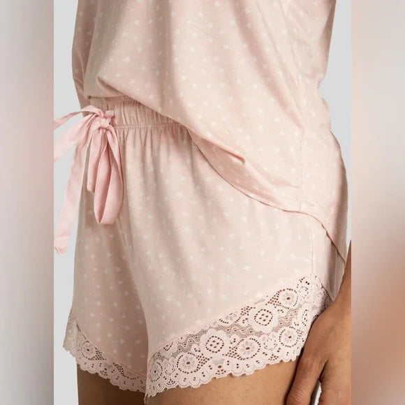 PJ Salvage Pink Tint Love and Lace Cami Pajama Set RN9LST1