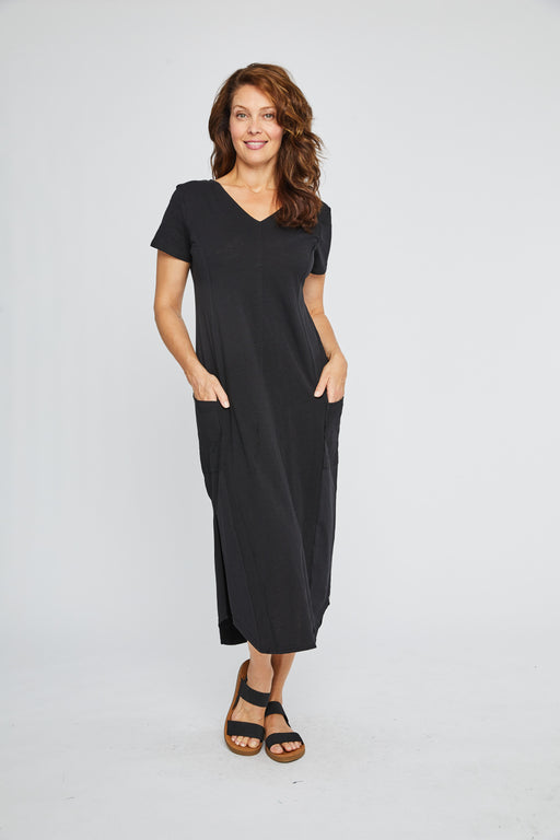 Neon Buddha Style 12176 Black Reversible Short Sleeve Midi Tee Dress Plus Size
