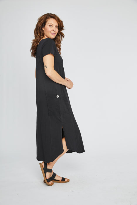 Neon Buddha Black Reversible Short Sleeve Midi Tee Dress Plus Size 12176